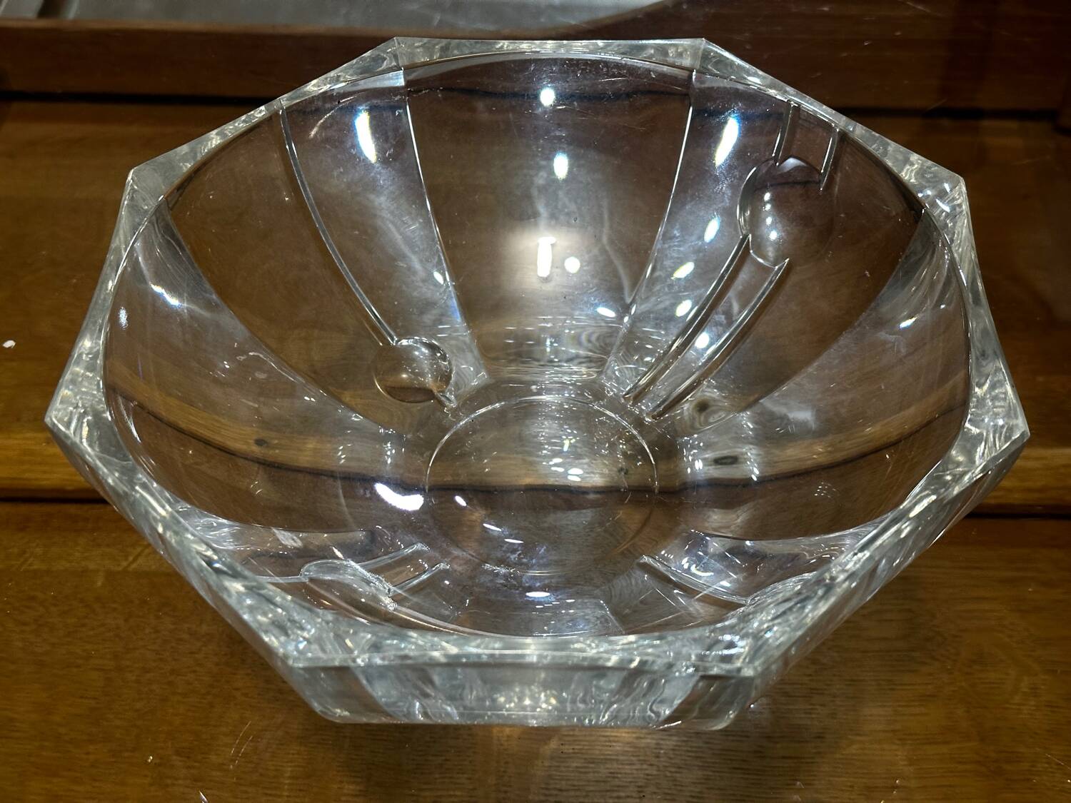 Hexagonal Crystal Bowl / Ashtray Art Deco Period