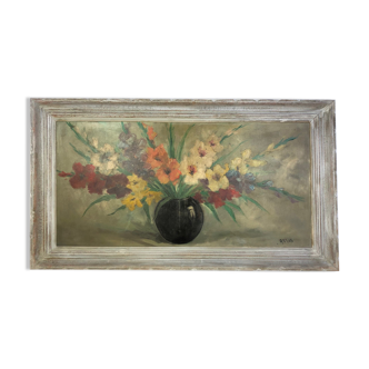 Old painting "Bouquet of gladioli"