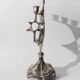 Vintage 1960s silver-plated menorah for Hanukkah, Mid-Century design with rotating Star of David, Judaica decoration, elegant gift idea.
