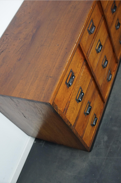 German apothecary cabinet in oak, mid-twentieth century