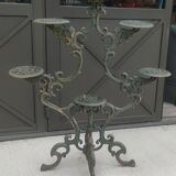 Old shelf carrying cast iron plants