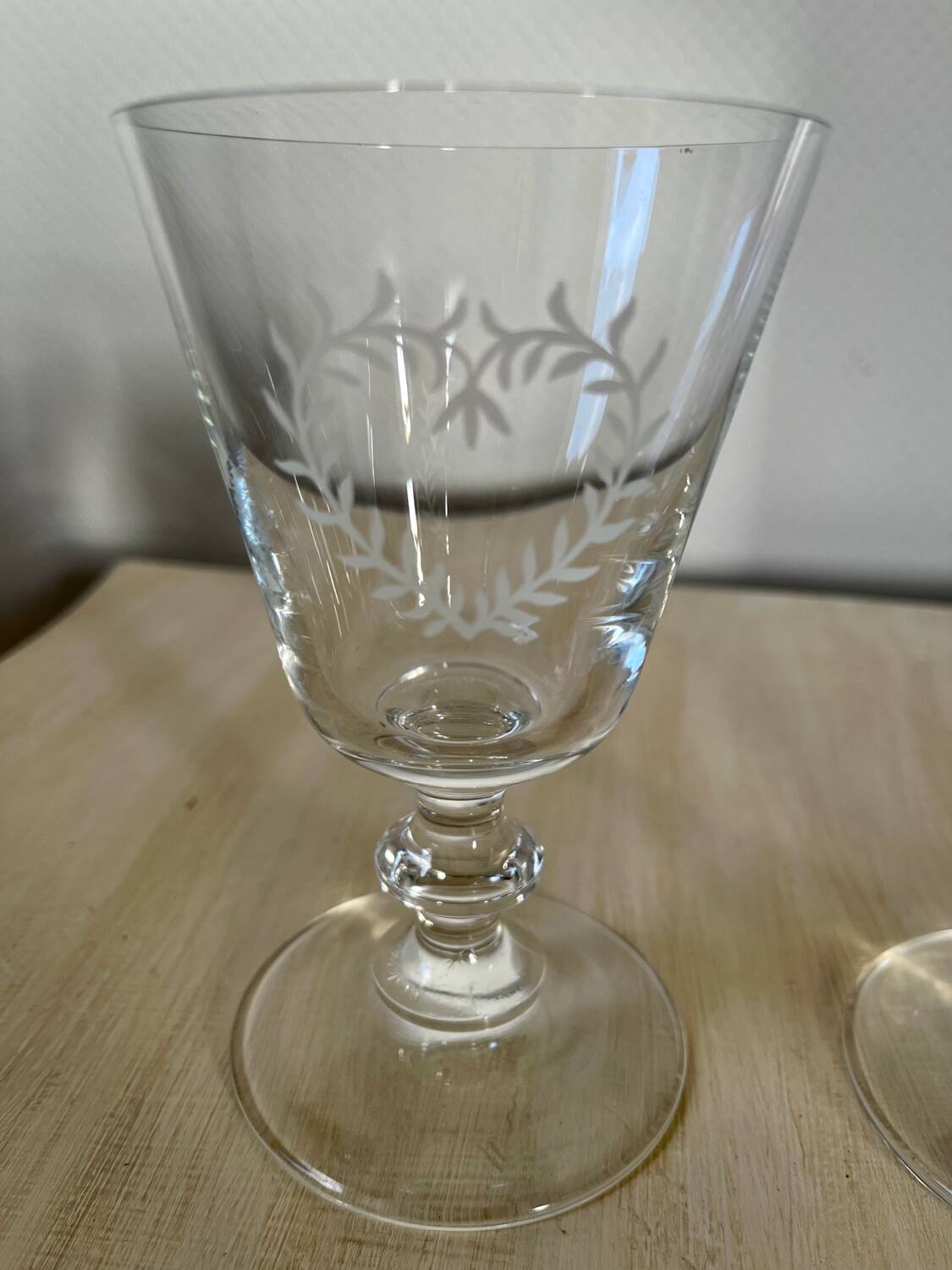 Pair of stemmed wine glasses