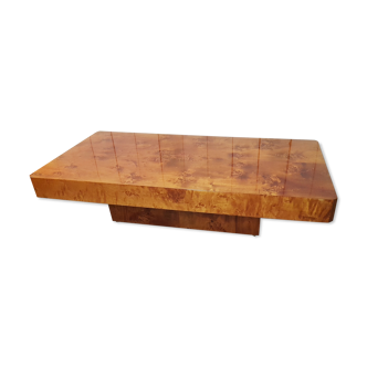 Coffee table from the 70s, elm magnifying glass veneer