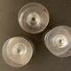 3 old champagne cups in blown and bubbled glass