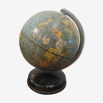 Globe - painted sheet metal - world map - taride - 60s - france