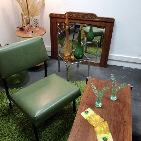 Miroir art déco en bois 78x94cm