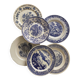 Set of 6 retro blue dinner plates