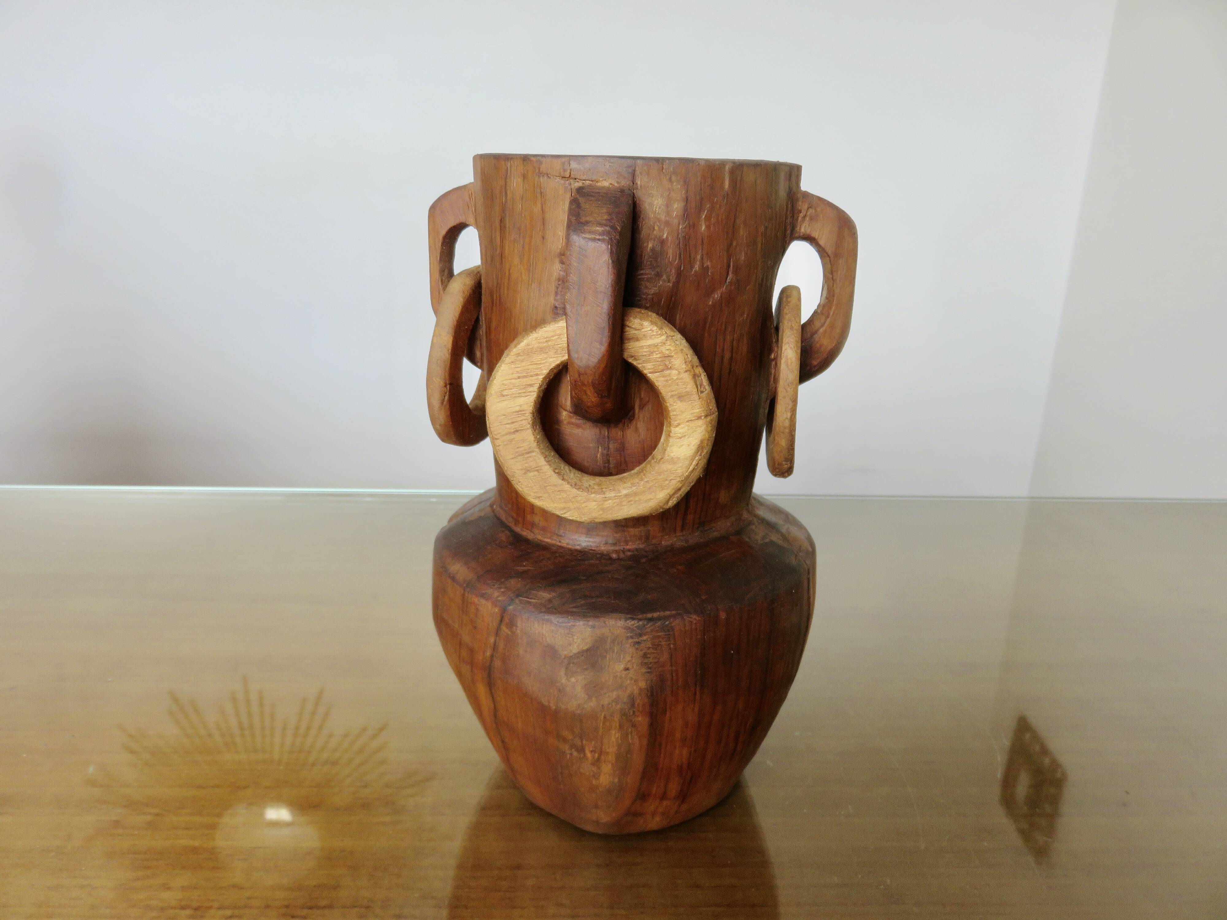 African vase in solid teak