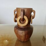African vase in solid teak