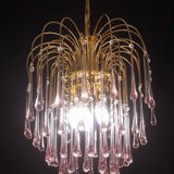 Lady Michelle, grand lustre en verre de Murano et cristal à gouttes roses, 1
