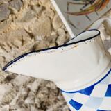 Blue checkered enamel jug - and its basin