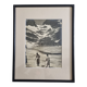 Framed photograph of walkers on the glacier, print by André Banon, 1930.
