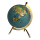 Globe terrestre vintage 1967 mappemonde dorée tripode Taride - 23 cm
