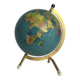 Globe terrestre vintage 1967 mappemonde dorée tripode Taride - 23 cm
