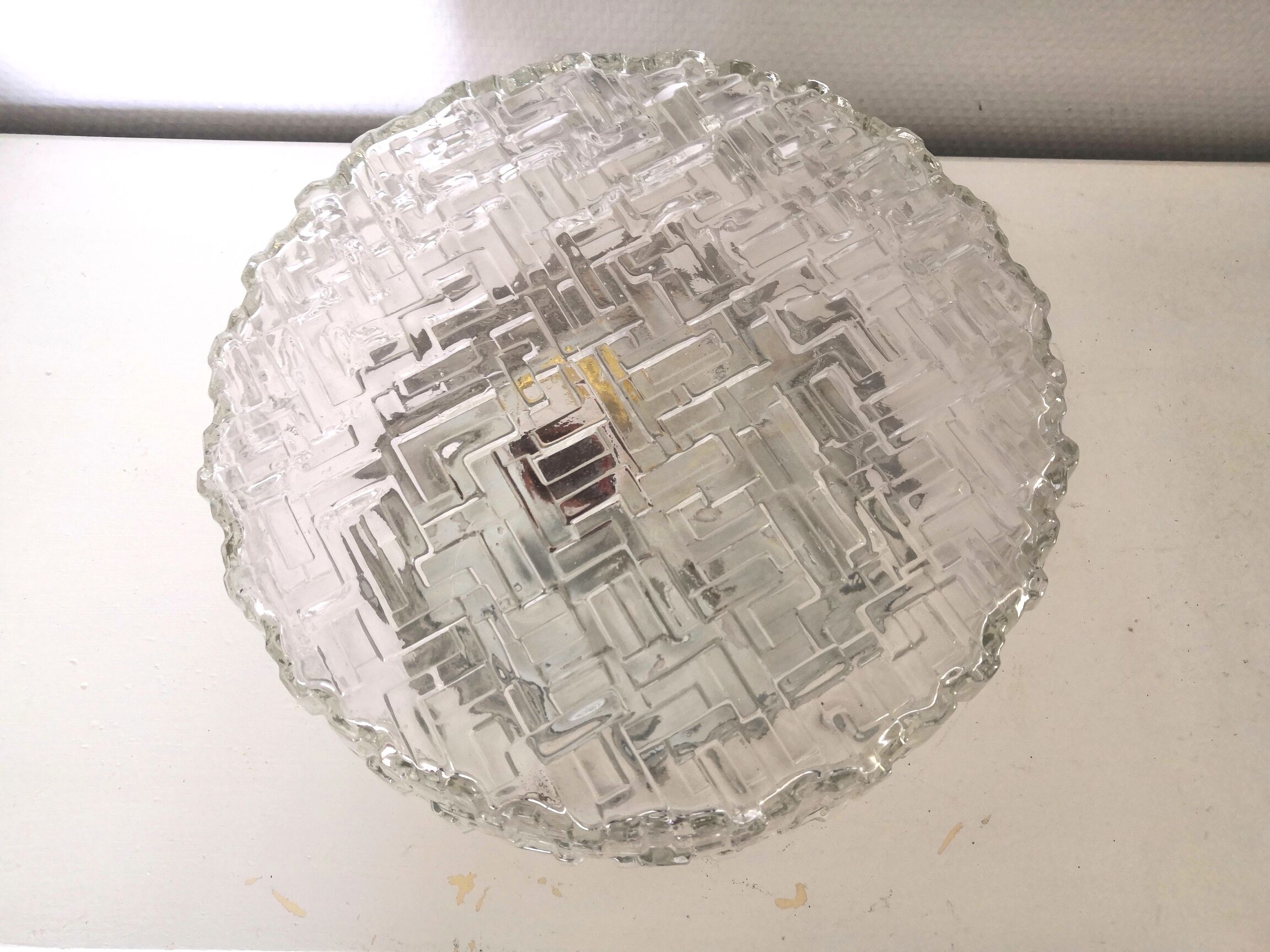 Ceiling lamp or vintage glass wall lamp work made in Italy design 70s