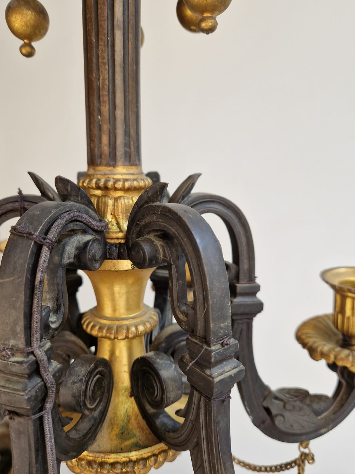Chandelier in gilded bronze and patinated 19th century