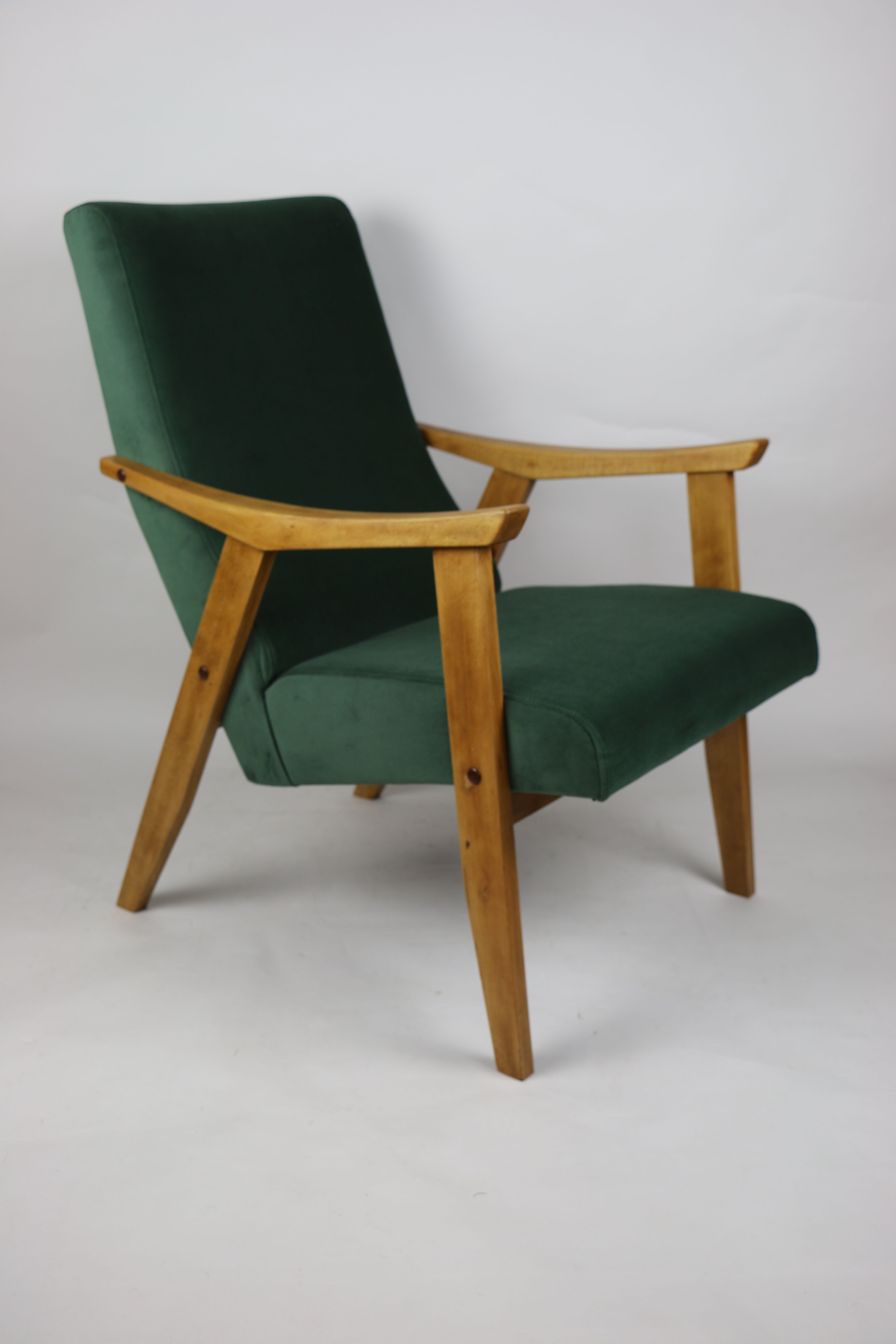 Vintage Velvet Green Armchair  1970s