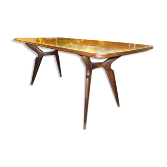 Table avec plateau en verre  des années 70