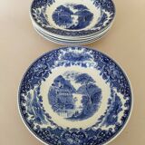 Assiettes creuses Royal Sphinx Maestricht P. Regout "Cambridge Old England" bleu & blanc