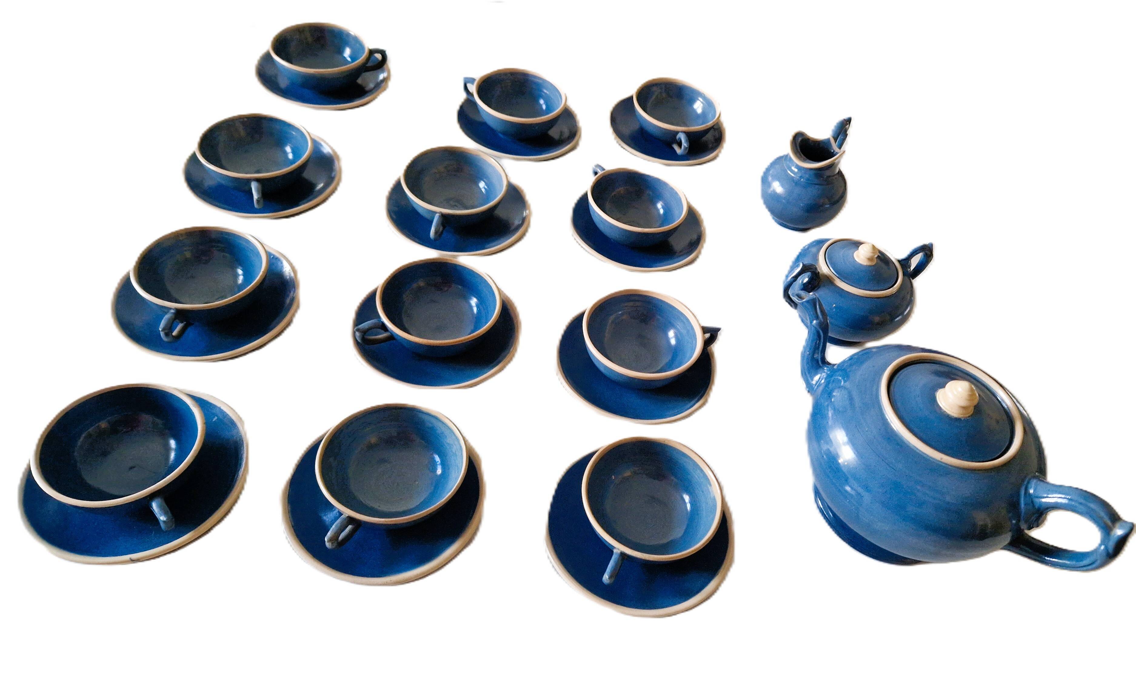 Ceramic tea service from the Pichon factory - Uzès