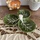 Plat serviteur en barbotine feuilles de chou