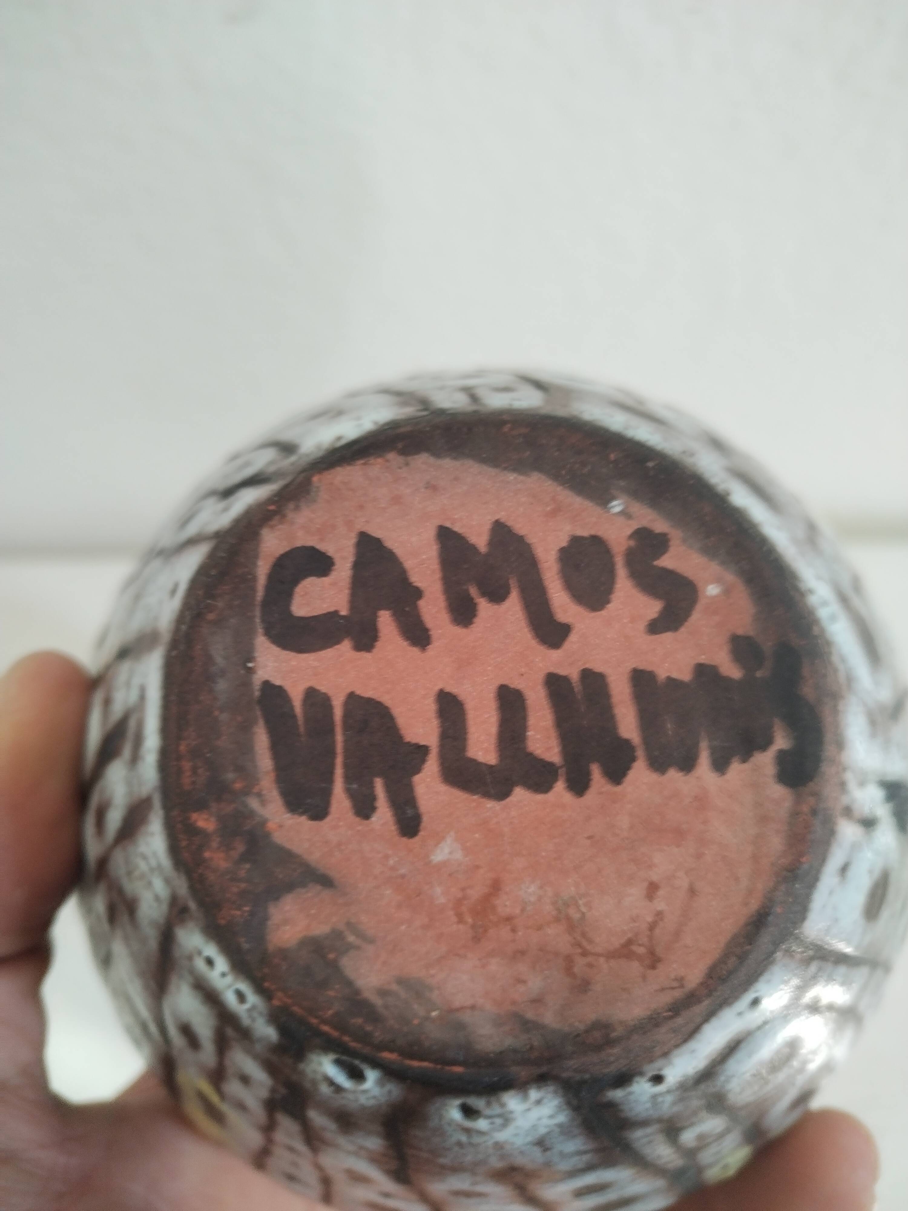 Camos Vallauris glazed ceramic soliflore vase, signed, 25 cm
