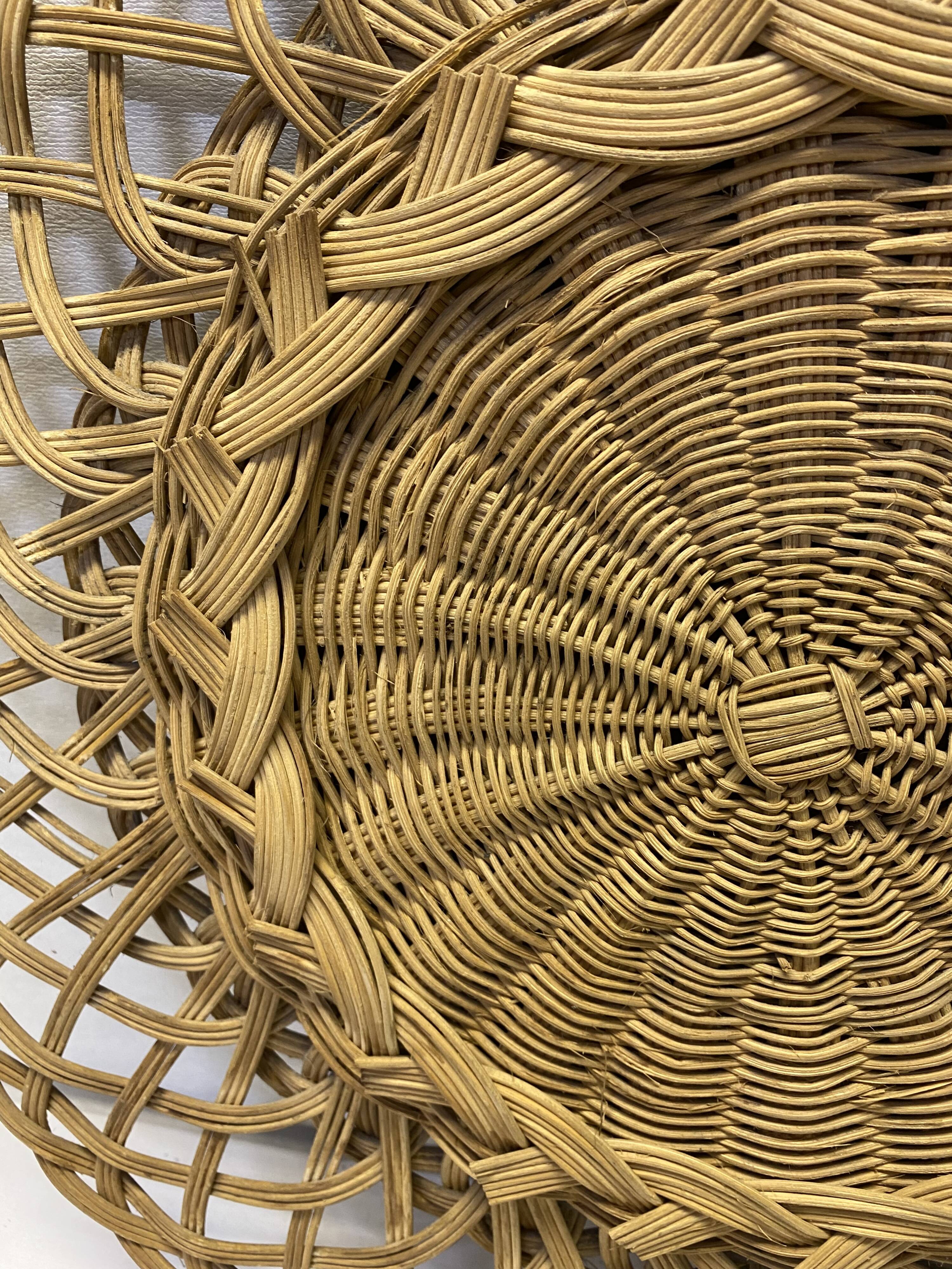 Artisanal vintage wicker mirror