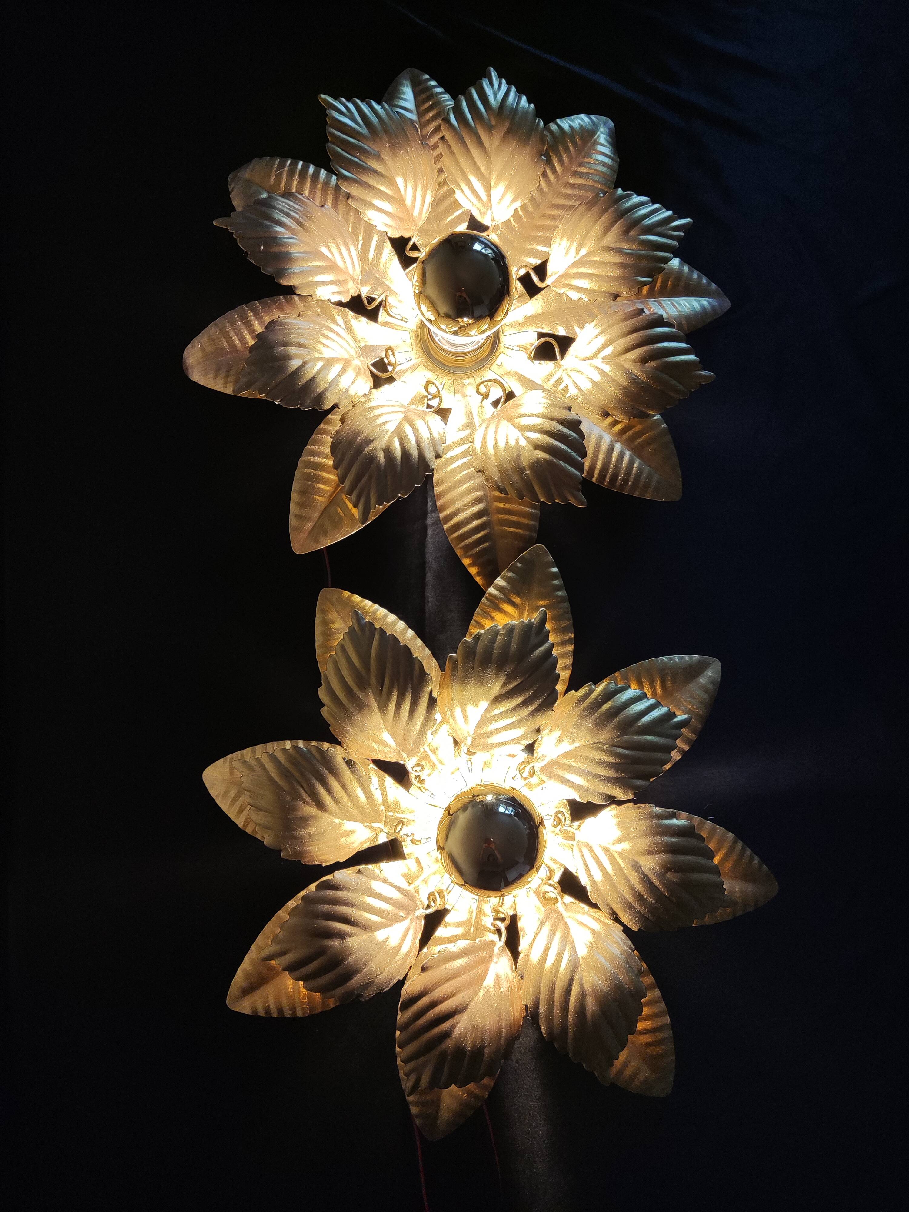 Wall lamps gilded metal sheets