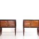 Set Of 2 Italian Midcentury Walnut Burl And Brass Bedside Tables / Cabinets