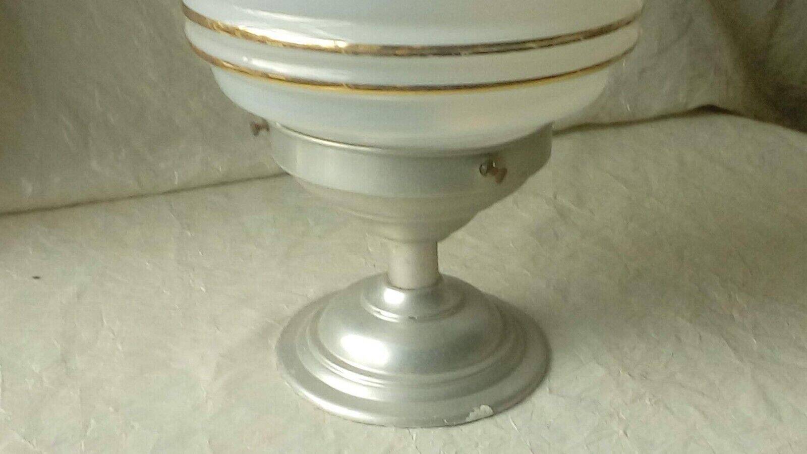 Opaline ceiling light with art deco aluminum support