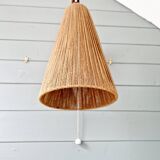 Scandinavian teak and sisal rope wall light, Temde, 1950-60