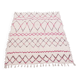 Tapis artisanal en coton recyclé - Rose et blanc -  Réversible