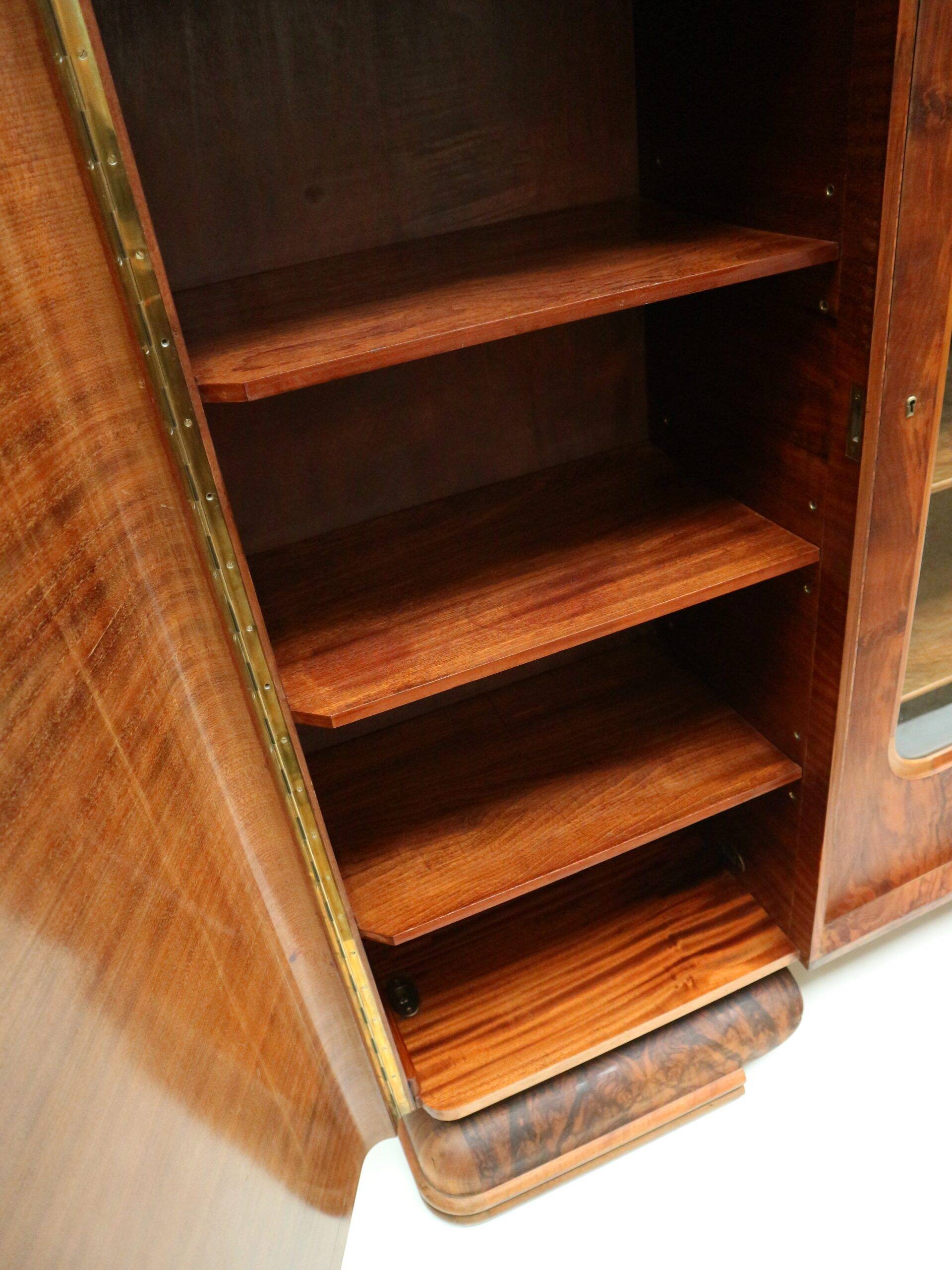 Large vintage burl walnut Art Deco cabinet made in the 1930s
