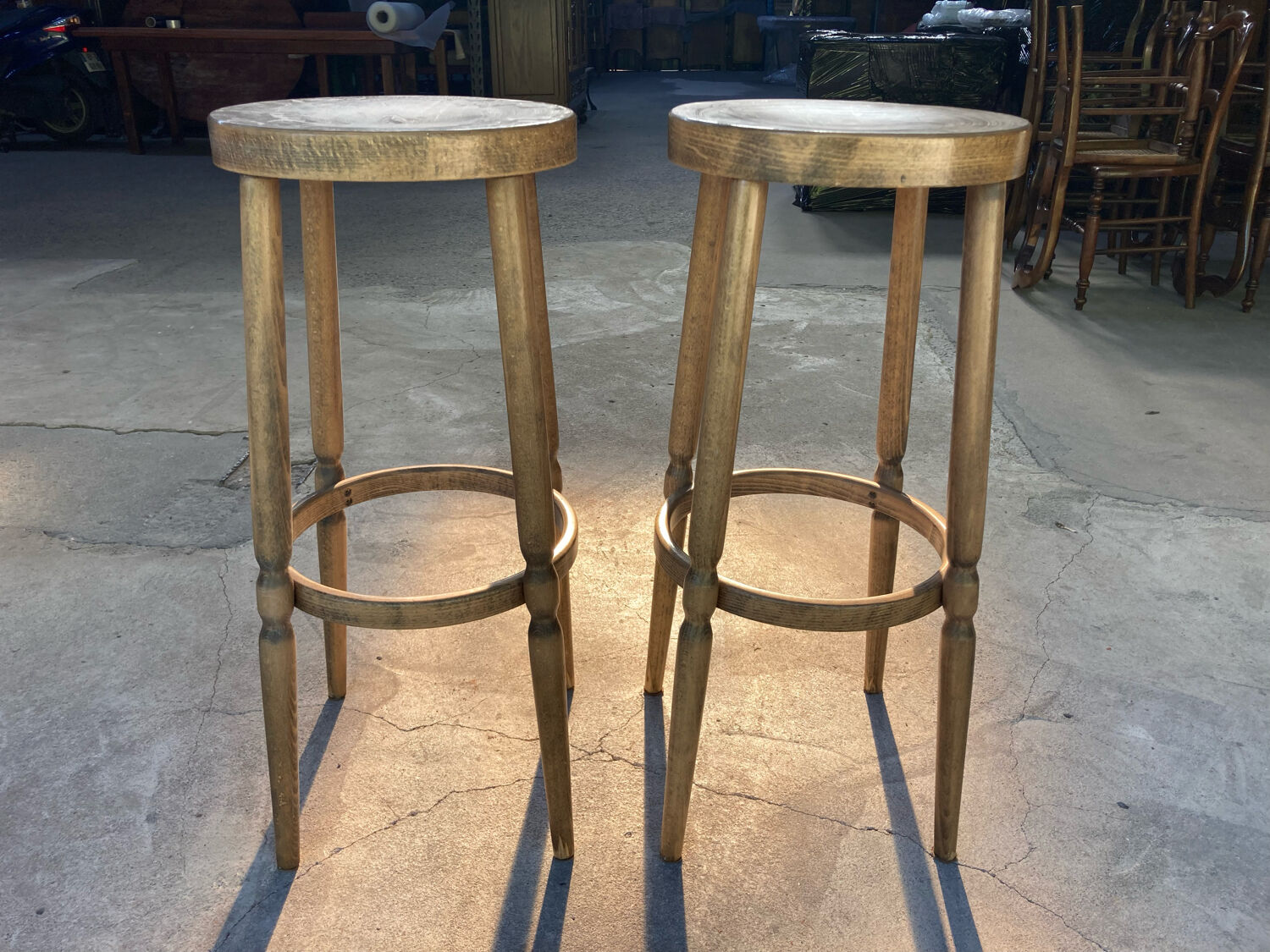 Pair of wooden bar stools