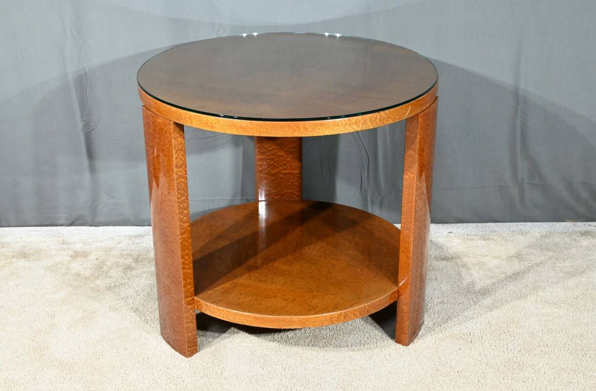 Table Guéridon en Loupe d’Amboine, Art Déco – 1930