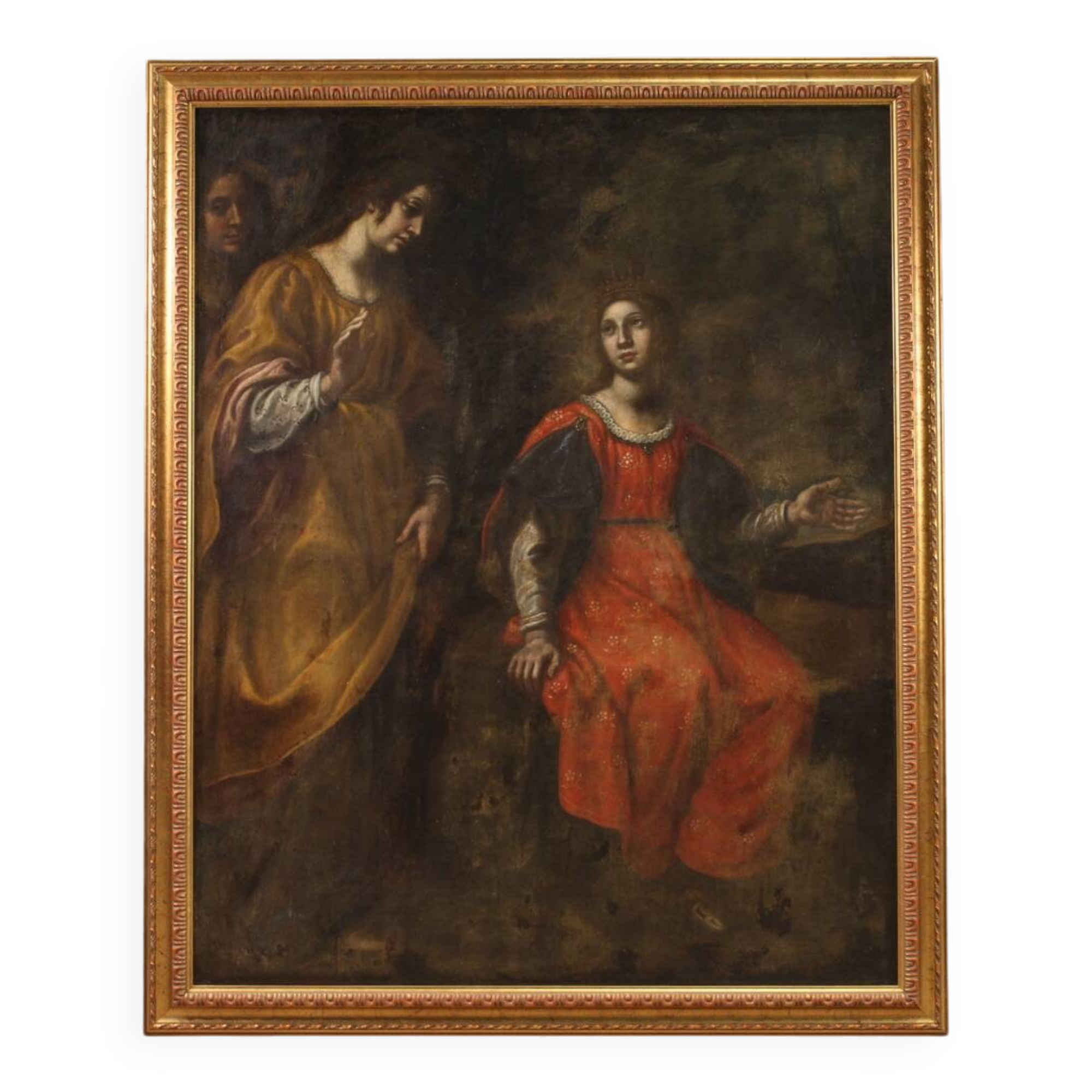 Peinture italienne antique du XVIIe siècle, Moïse sauvé des eaux.