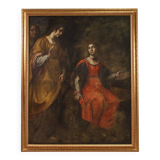 Peinture italienne antique du XVIIe siècle, Moïse sauvé des eaux.