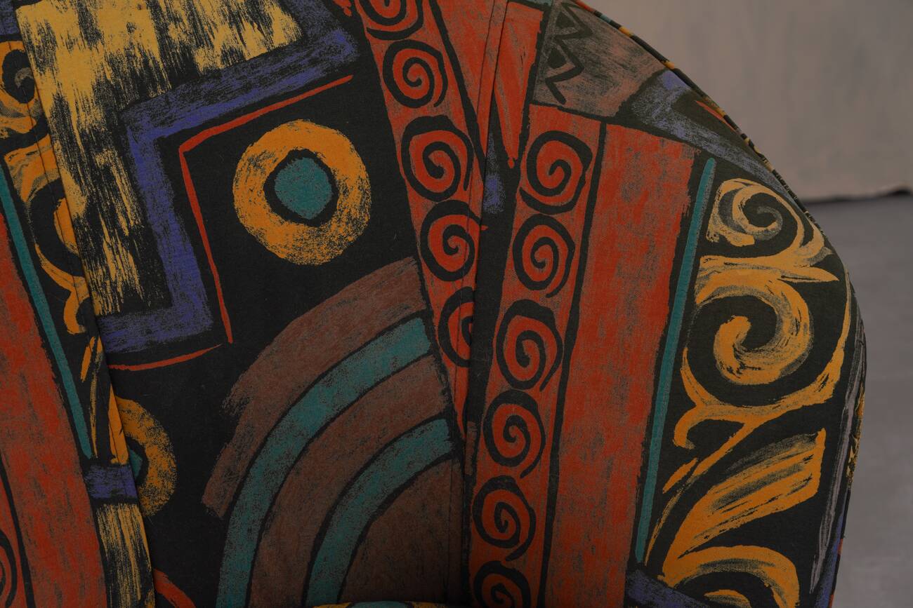 Postmodern abstract upholstery armchairs, Germany 1980s set of 2
