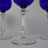 Mid Century Set of Five Stemmed Wine Glasses, 1950's.
