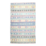 Tapis Kilim Anatolien 5x9 ft – Rayures Pastel en Vert Menthe, 163x268Cm