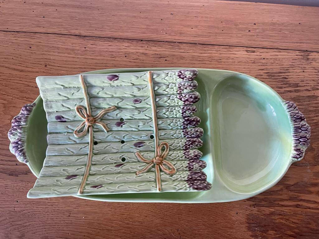 Antique slip porcelain asparagus dishes