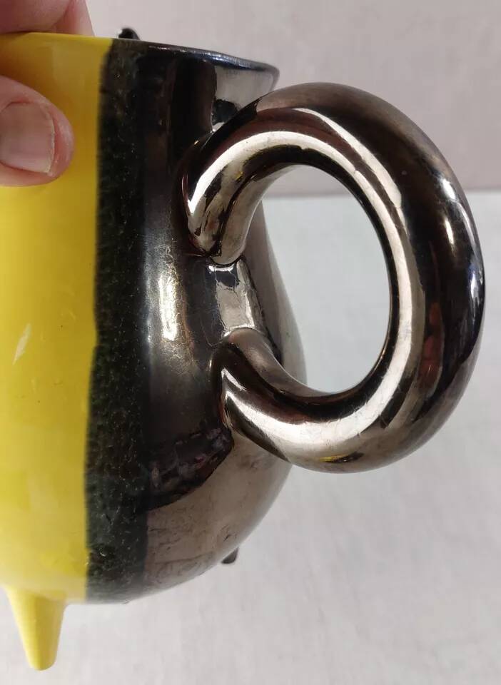 Ancienne cafetière / théière, céramique bicolore, Luc Lucchesi, de Vallauri