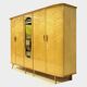 Large vintage mid century modern 5-door XL wardrobe in flamed maple, 1950s