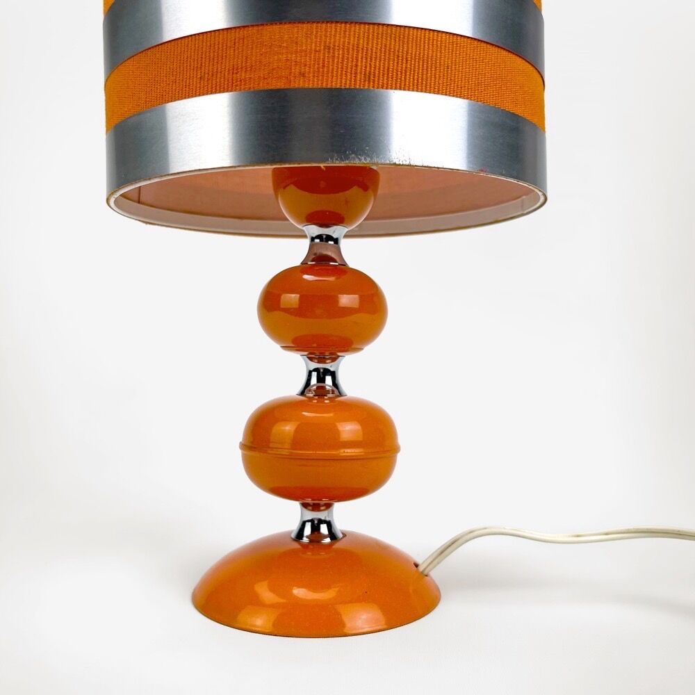 Table lamp metal and orange fabric 70