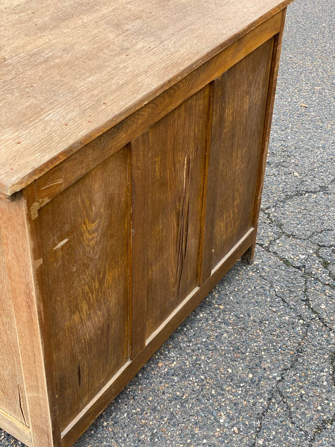 Renovated vintage American desk in raw wood