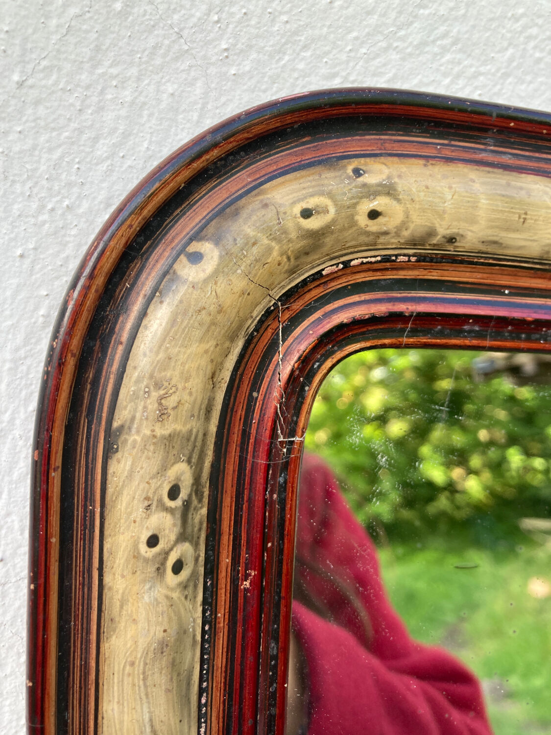 Mirror louis philippe old nineteenth in brown and beige wood