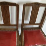 Set of 2 vintage red wooden chairs