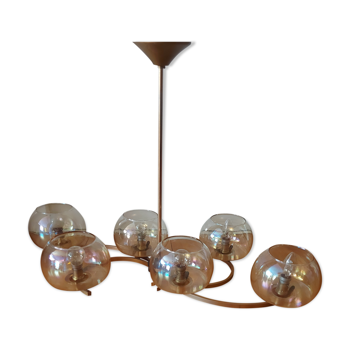 Lustre en laiton doré années 50'S