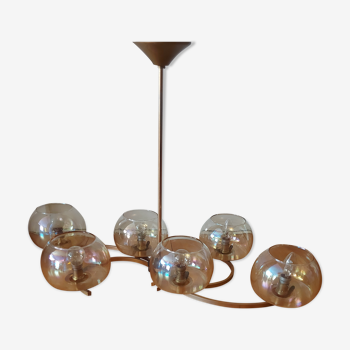 Large golden brass chandelier, 50'S