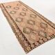 Turkish Vintage Kilim Rug: Shades Of Red Brown Handmade Wool Rug 160x417Cm